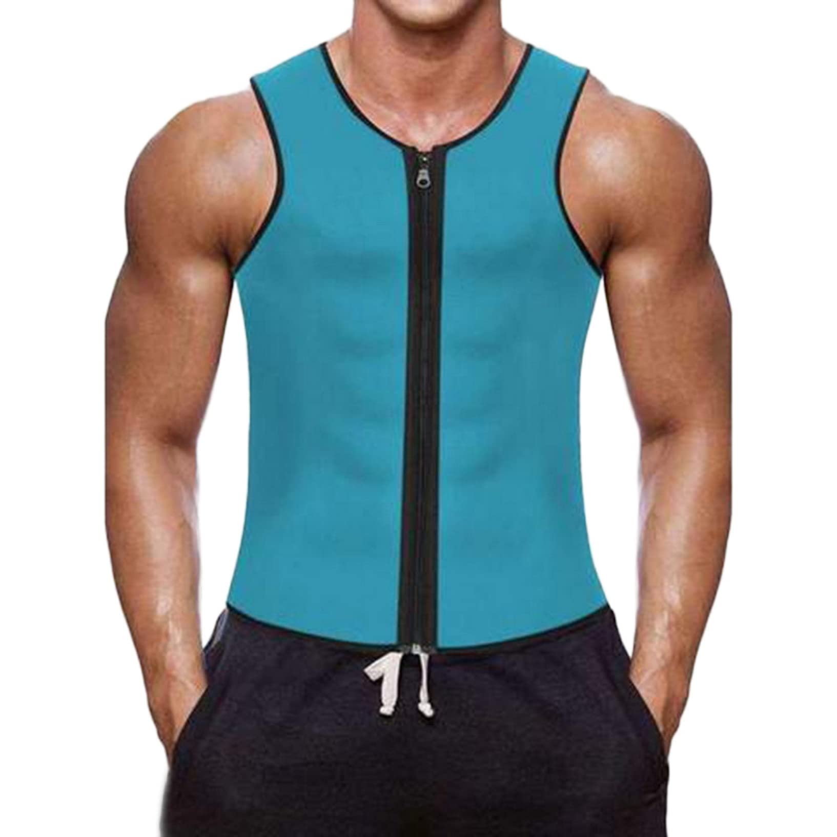 EBRICON Men's Body Shaper Vest - Waist Trainer & Sauna Belt for Weight Loss, Workout & Sweat - Adjustable Zipper Shapewear for Tummy Control - Perfect for Gym, Running & Daily Wear