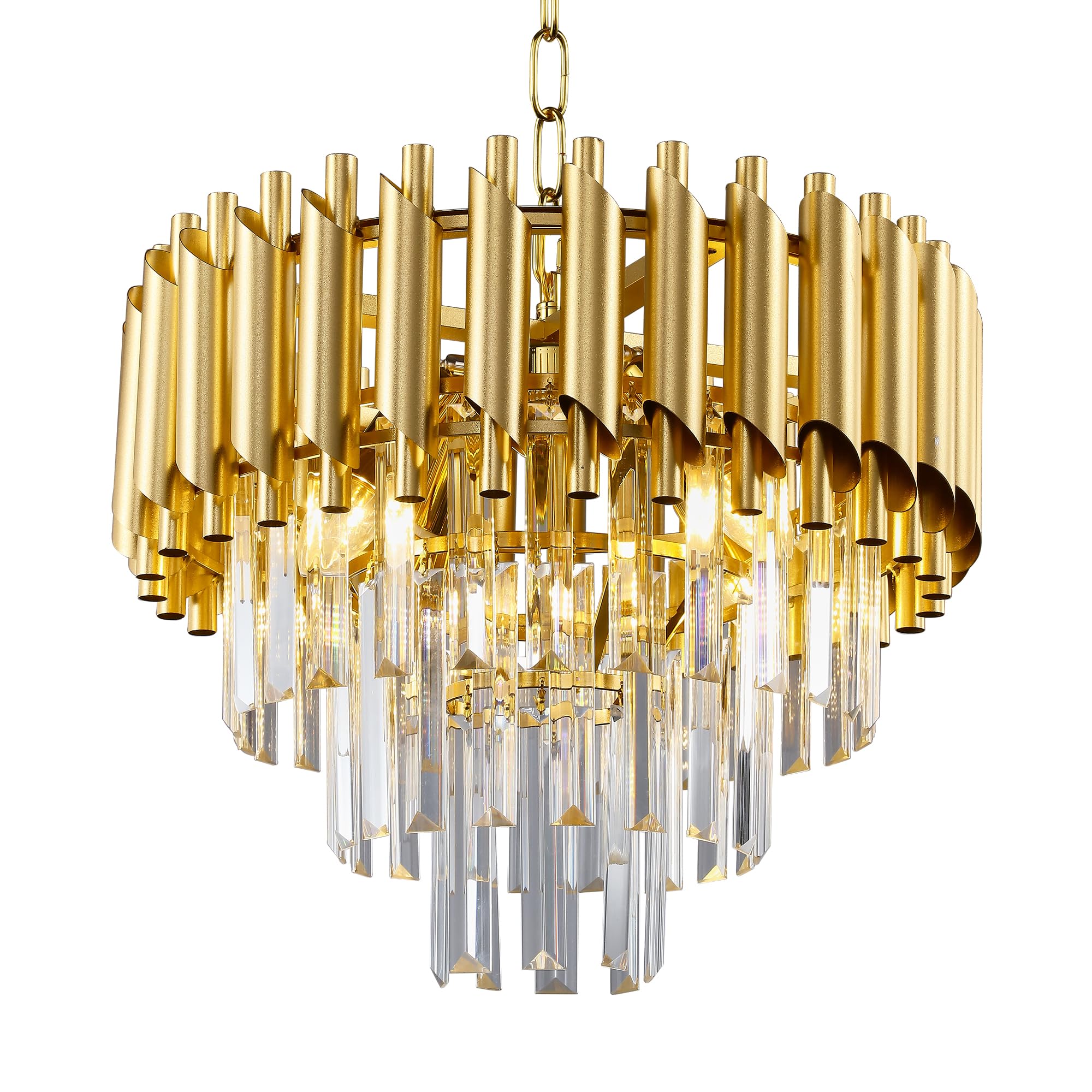 Luxury Crystal Chandelier - 4-Light Gold Raindrop Design for Dining Room & Living Room
