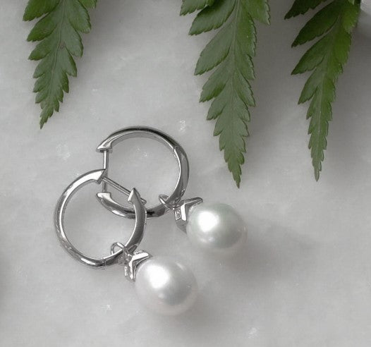 Astoria Glitz Pearl Hoop Earrings - 14K Gold Plated Dangle Earrings for Women, Elegant Pearl Jewelry Gift for Her | Perfect for Weddings, Parties & Special Occasions