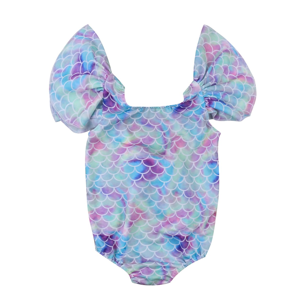 Baby Girls Sequins Mermaid Fish Scale Bodysuit Romper Jumpsuit - Sparkly Summer Sunsuit Outfit for Beach, Pool Party & Photoshoot