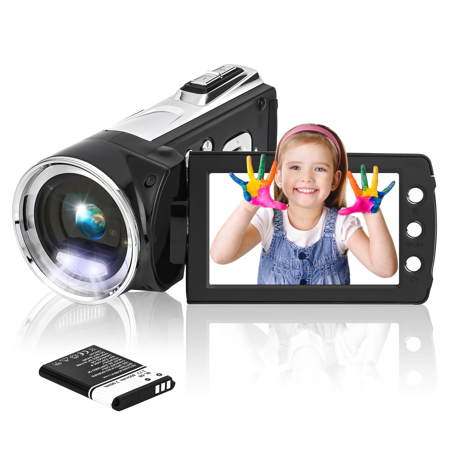 Vmotal 2.7K Camcorder with Flip Screen - for Kids, Beginners & Vlogging