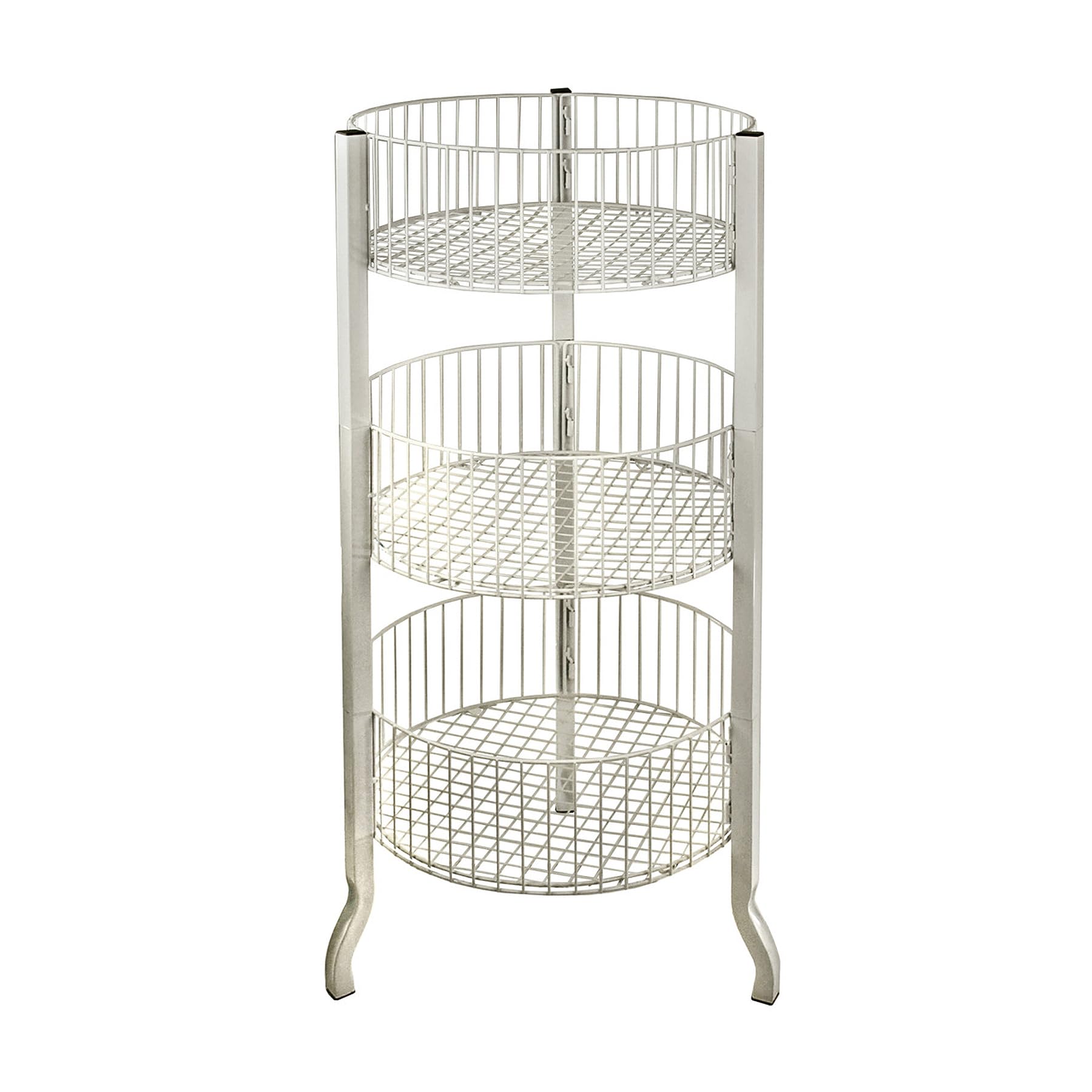 Azar Displays 300703 3-Tier Round Wire Dump Bins - White | Store Display Organizer for Retail, Supermarkets & Warehouse Organization