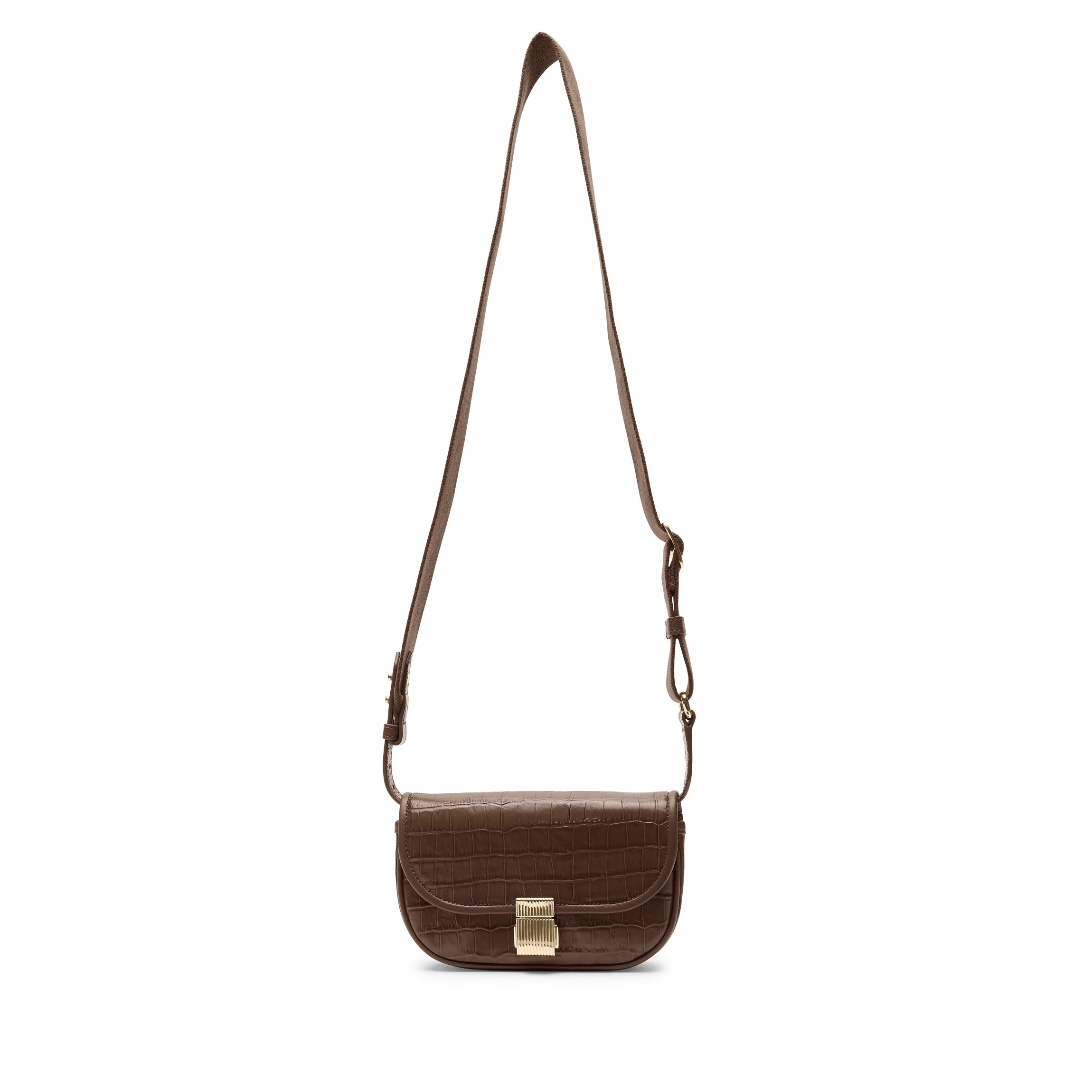 Katy Mini Belt Bag - Stylish Crossbody Waist Pack in Cocoa Croc Leather for Women | Perfect for Travel, Running, Hiking & Everyday Use