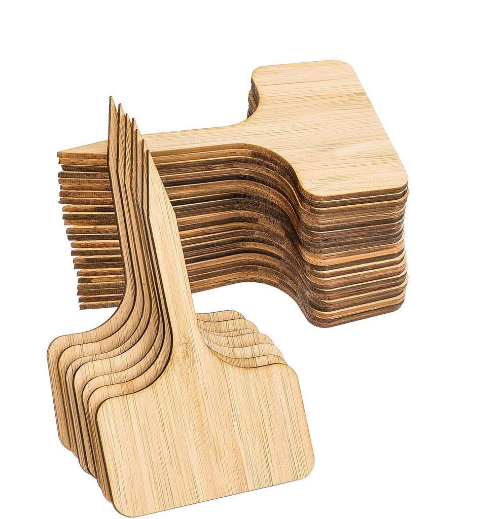 50Pcs Bamboo Wooden Plant Labels - T-Shaped Garden Markers for Home Plants, Herbs & Seedlings | Waterproof & Reusable Garden Tags for Organizing Indoor/Outdoor Plants, Gardening Supplies & Cleaning Tools