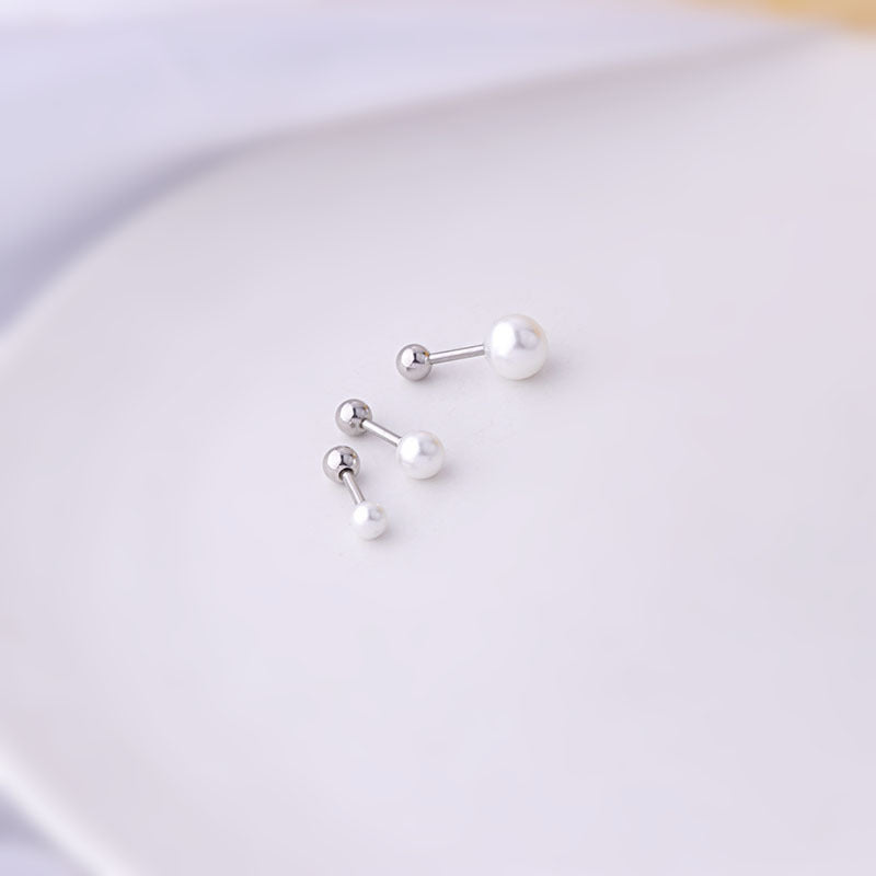 16G Cartilage Pearl Tiny Stud Earrings - Flat Back Earrings for Women | HSPJ687 | Perfect for Everyday Wear, Work & Special Occasions