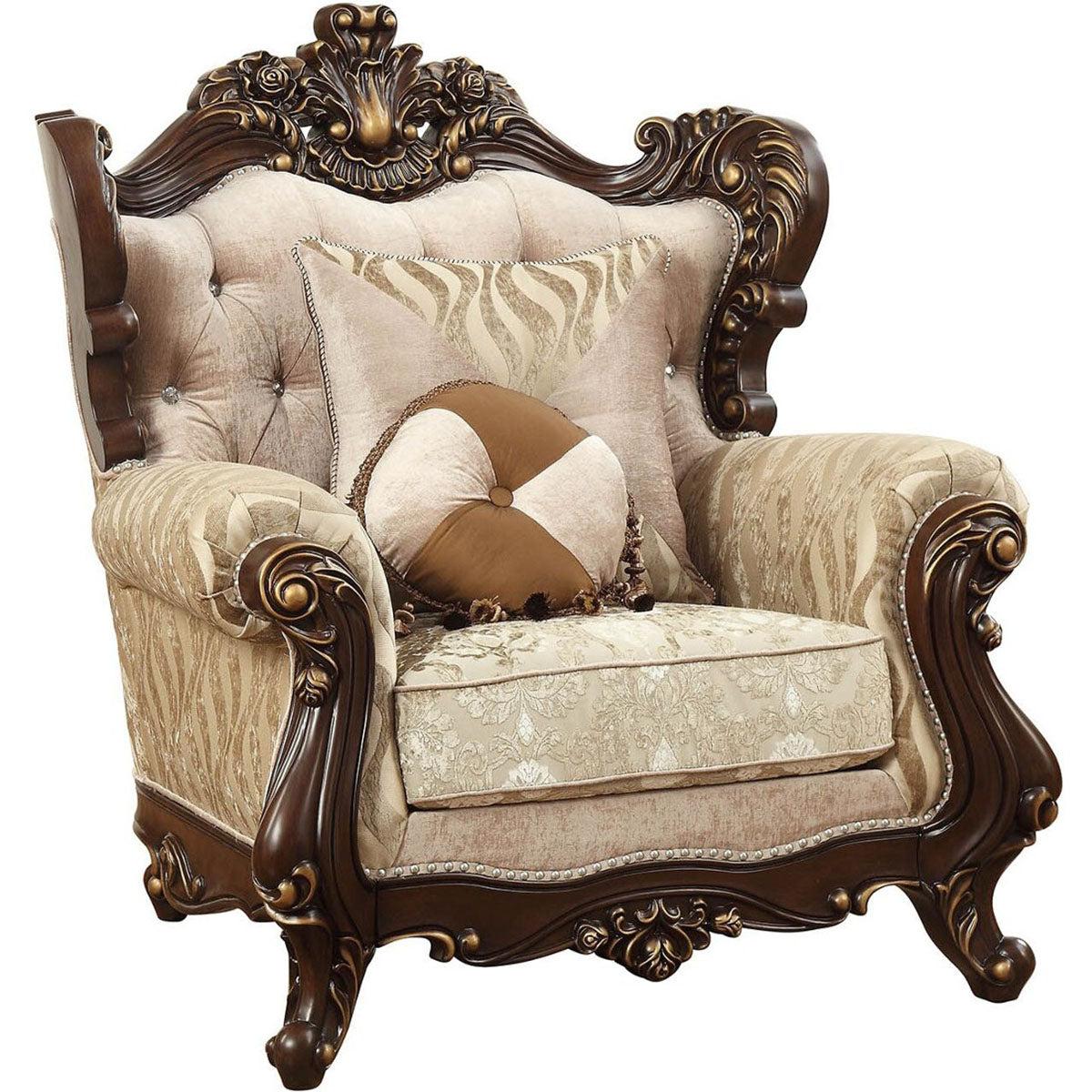 Acme Furniture Shalisa Chair with 2 Pillows in Walnut 51052 - Modern Living Room Accent Chair for Home Office & Lounge Comfort
