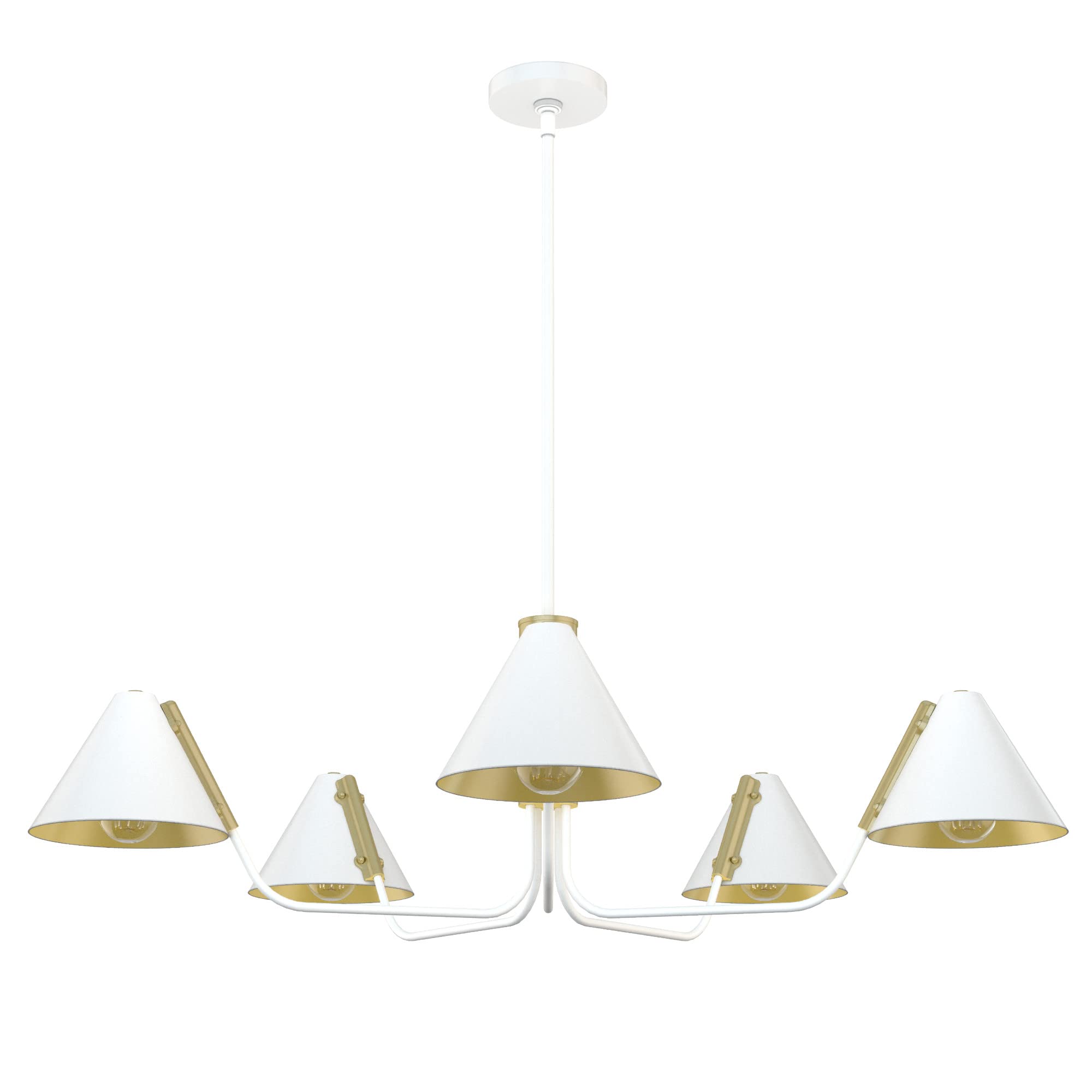 Hunter Fan Company 19196 Grove Isle 5-Light Chandelier in Matte White - Elegant Ceiling Lighting for Dining Room, Bedroom & Living Room
