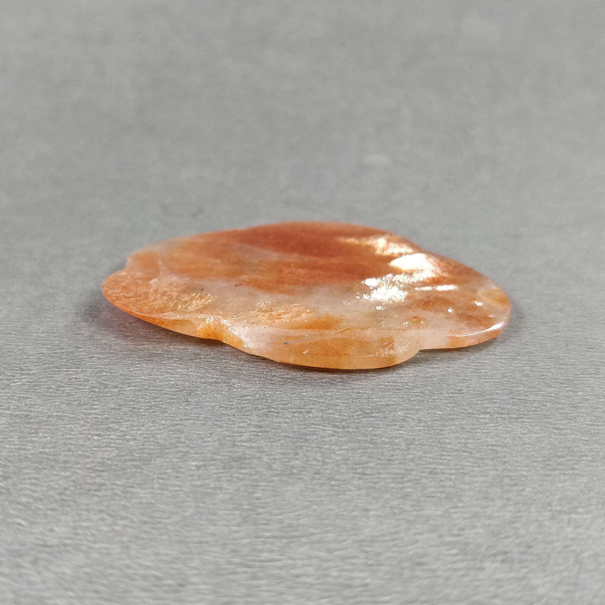 Natural Untreated Chatoyant Orange Sunstone Gemstone Carving - 50.65cts Hand Carved Cloud Shape 47x38mm | Healing Crystal, Jewelry Making, Meditation Stone | With Authenticity Video