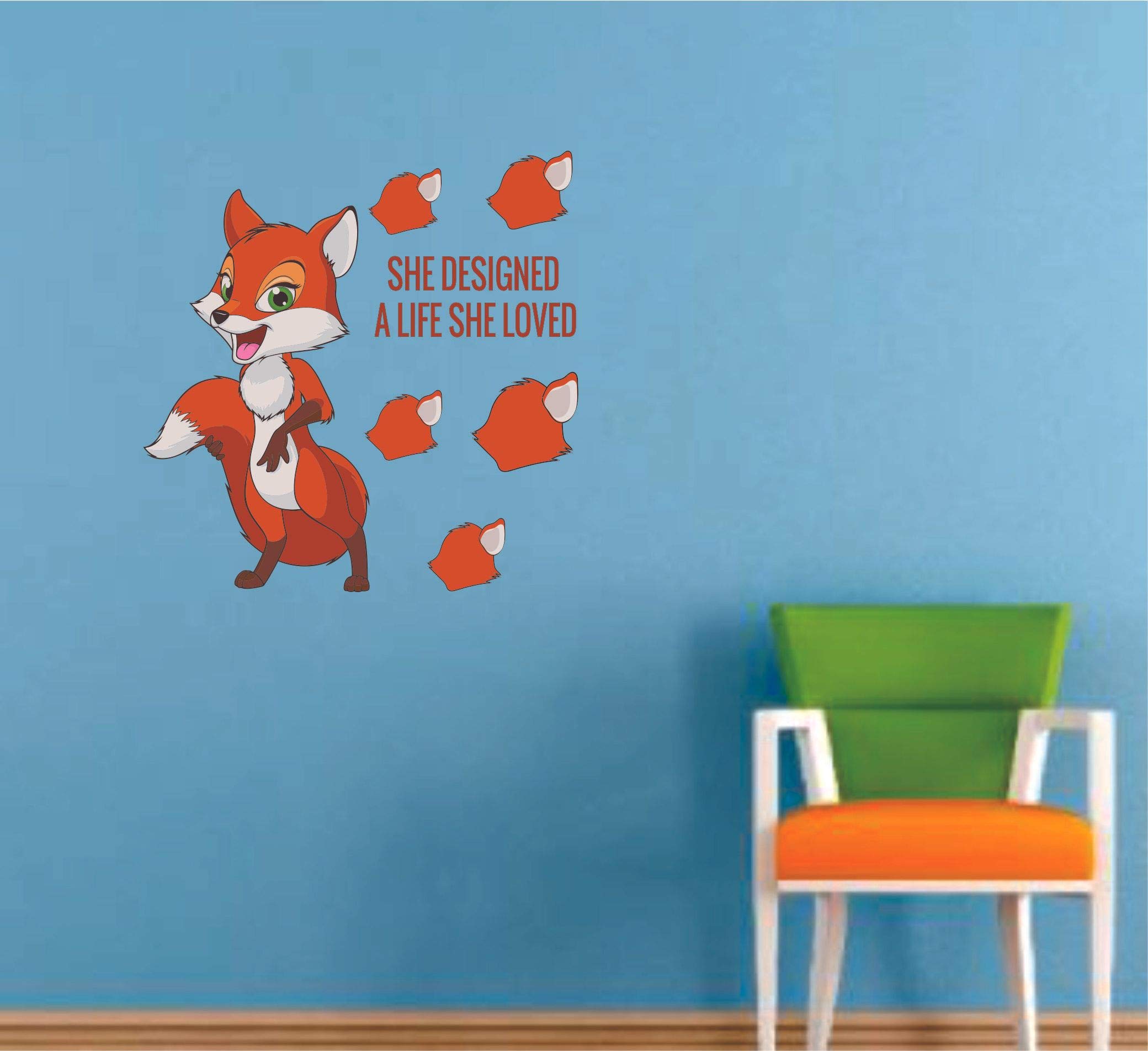 Fox Animal Quote Cartoon Wall Stickers - 20x20 Inch Vinyl Decals for Kids Room, Bedroom, Nursery & Kindergarten Decor - Fun Home Art Design for Girls & Boys - Perfect for Playrooms, Dorm Rooms & DIY Wall Decor