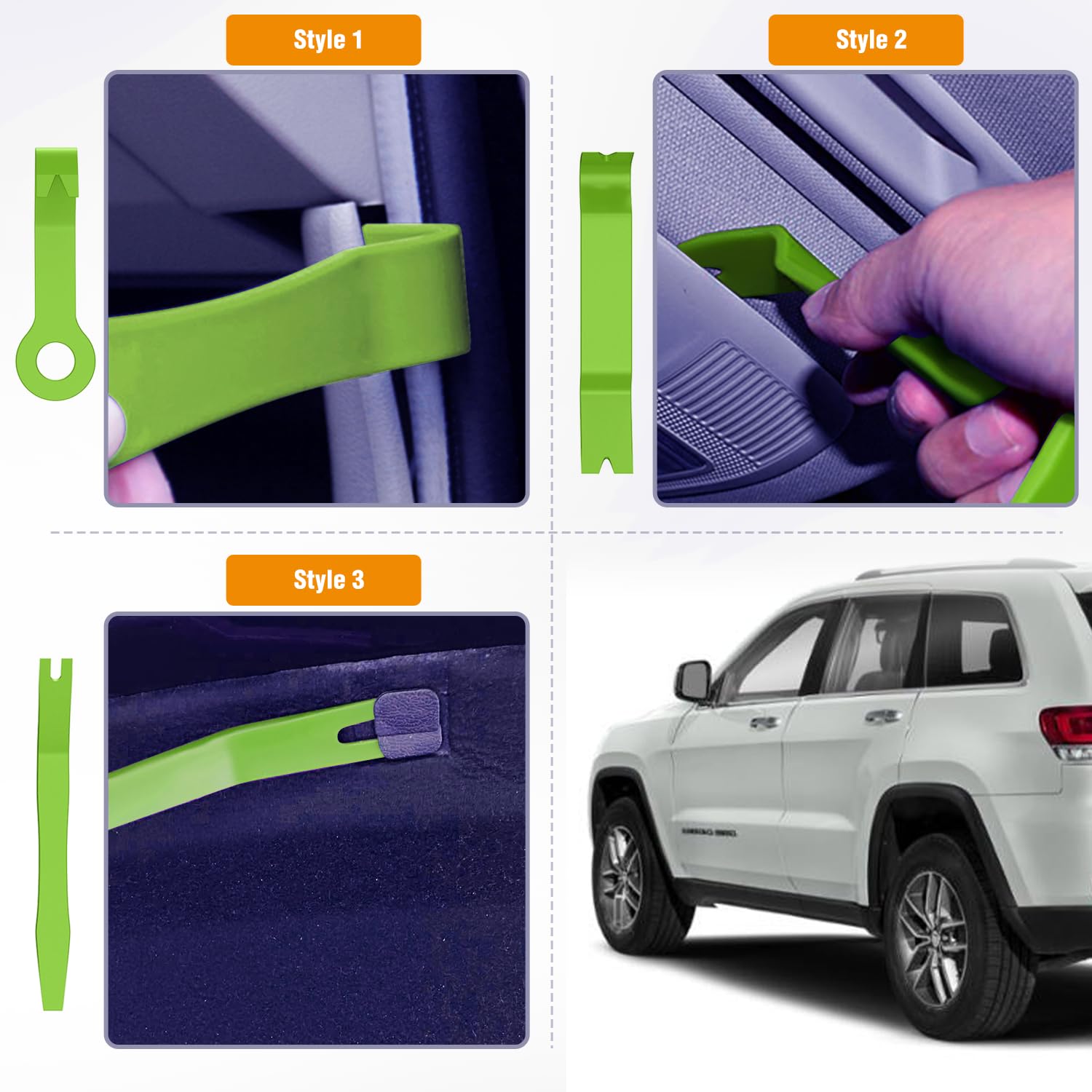 GOOACC 9-Piece Auto Trim Removal Tool Kit - No Scratch Car Audio Dash & Window Molding Fastener Remover Set (Green) - Perfect for Car Stereo Installation & Interior Detailing
