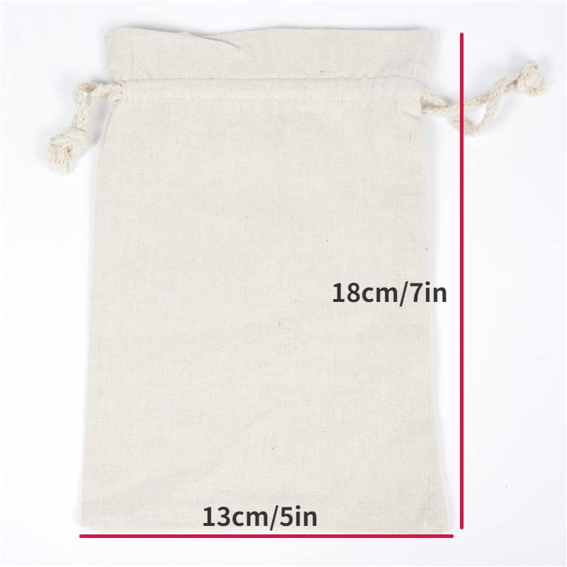 20Pcs Cotton Muslin Drawstring Bags - 5x7 Inch Reusable Gift & Storage Bags for Wedding Favors, Party Favors, Birthday Gifts, Jewelry, Soap, Herbs & DIY Crafts | Eco-Friendly & Versatile