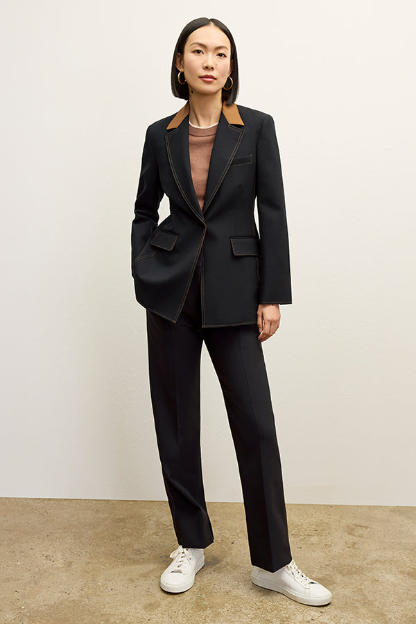 Sella Pant Luxe Wool Pants for Women - Black/Light Saddle Color - Premium Comfort & Style for Office, Travel & Casual Wear