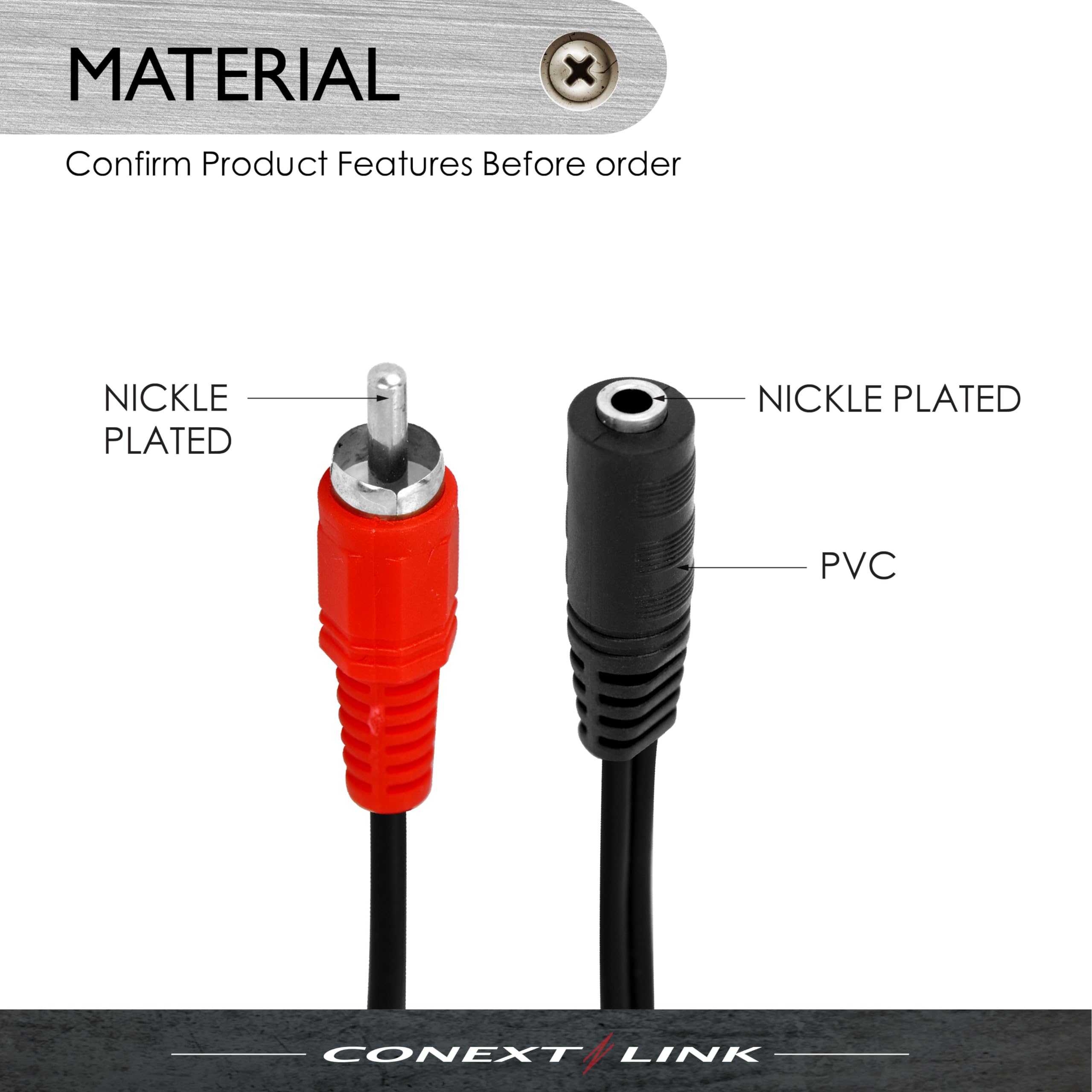 3.5mm to RCA Cable - 40cm Stereo Female Plug to Dual RCA Male Audio Y Adapter for Speakers, Home Theater & Car Audio Systems - High-Quality Aux Interconnect Cable (Model 13050) - Perfect for Connecting Smartphones, Tablets & MP3 Players to Amplifiers & Sound Systems