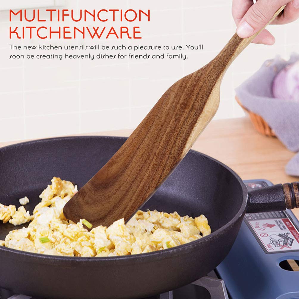 Wooden Salad Mixing Spatula Set - Heat Resistant Cooking Utensil with Long Handle for Kitchen, Baking & Serving - Perfect for Tossing Salads, Flipping Pancakes & Stirring Sauces
