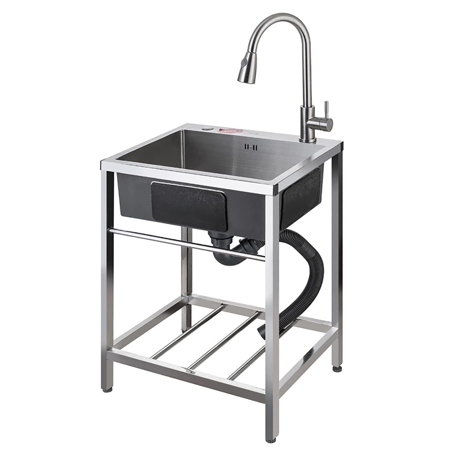 Stainless Steel Utility Sink - 50 x 40cm Commercial Grade 304 Sink with Storage Shelf, Heavy Duty Free Standing Kitchen Sink for Restaurant, Outdoor & Home Use - Perfect for Food Prep, Dishwashing & Cleaning Tasks
