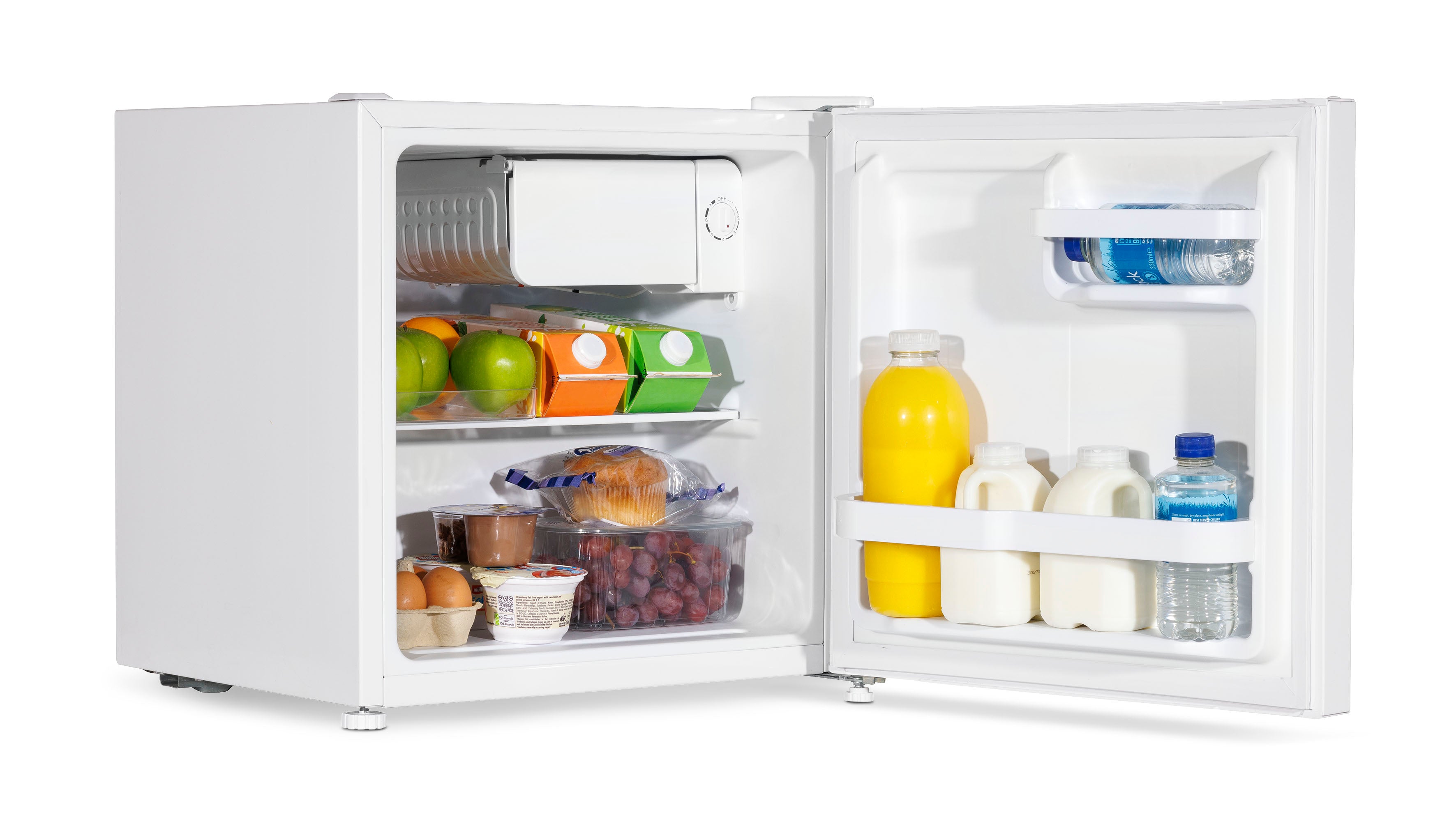 Baridi 46L Mini Fridge with Ice Box - Adjustable Thermostat, Compact Tabletop Refrigerator for Home, Office, Dorm - Perfect for Beverages, Snacks & Skincare Storage