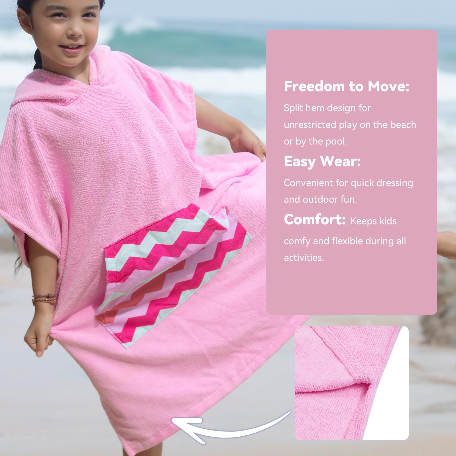 DiaryLook Kids Swimming Changing Robe with Hood - Quick Dry Beach Poncho Towel with Pockets for Boys & Girls - Perfect for Surfing, Swimming & Watersports - Ideal for Beach, Pool & Outdoor Activities
