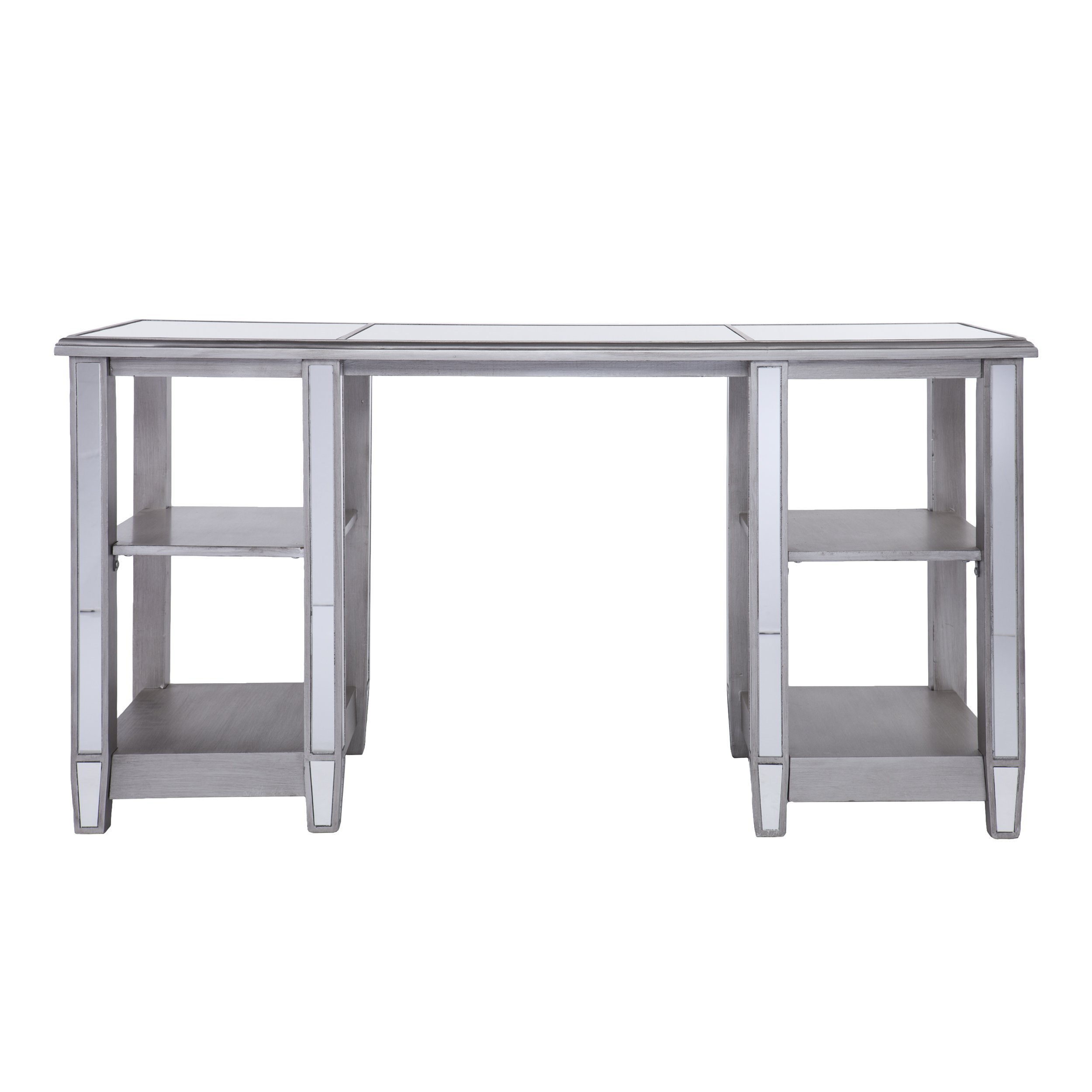 SEI Furniture Wedlyn Mirrored Desk - Silver Finish Modern Writing Desk with Mirror for Home Office, Bedroom, or Dressing Room
