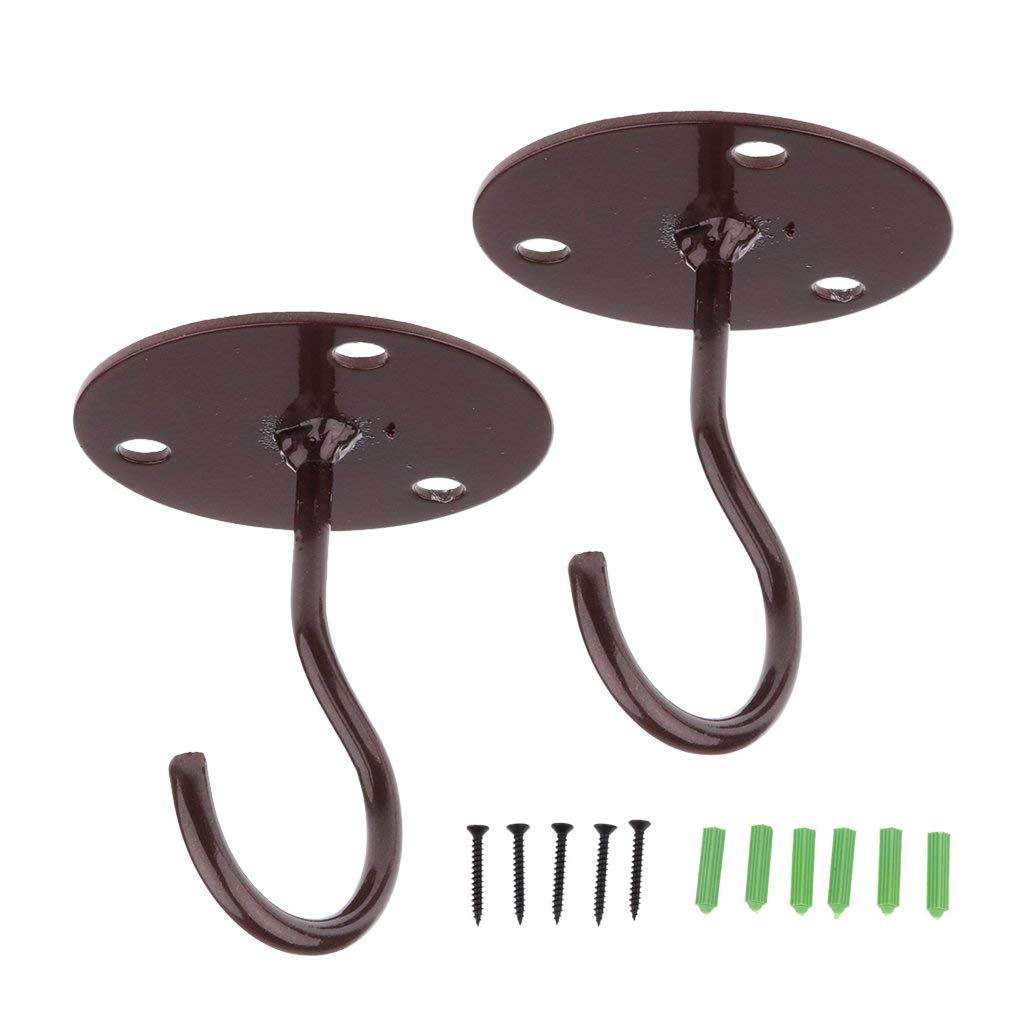 2-Pack Red Bronze Ceiling Hooks - Heavy Duty Wall Mount Brackets for Hanging Baskets, Plants & Home Decor - Perfect for Indoor/Outdoor Ceiling or Wall Decoration (Kitchen, Garden, Patio)