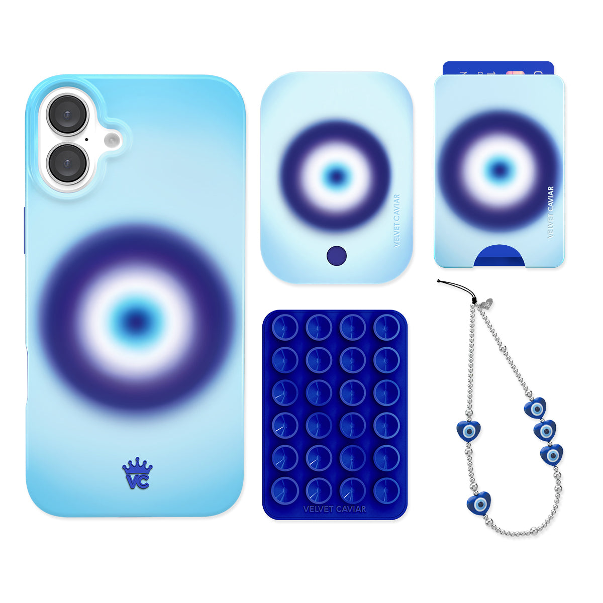 Evil Eye Protection Aura iPhone Case & Wallet Set - Stylish Phone Cover with Card Holder for Women, Men - Perfect for Travel, Work, and Everyday Use