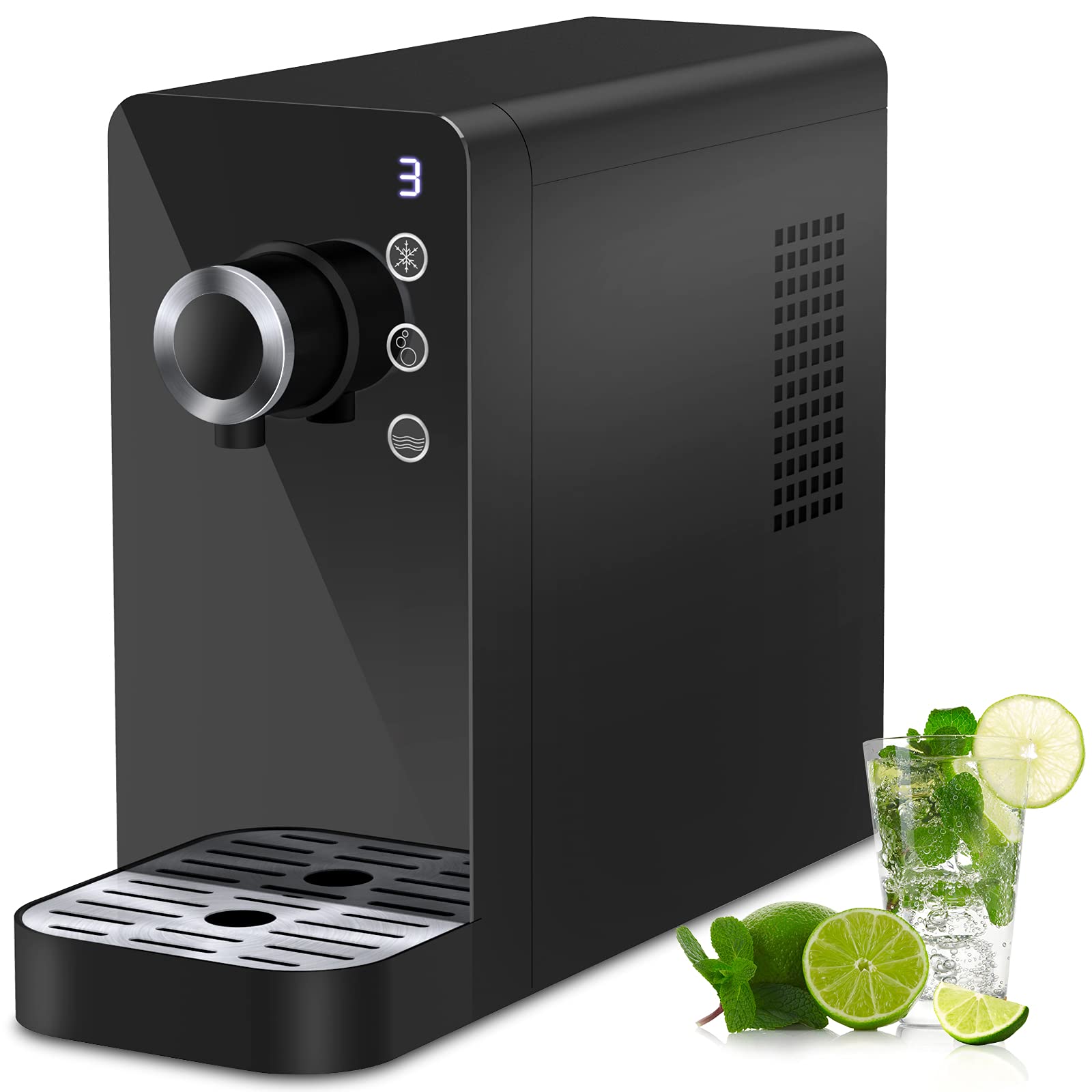 LifePlus Sparkling Water Maker Machine - Electric Soda Maker with 3 Modes for Home, Bar, Gym, Office & Restaurant Use | Commercial & Personal Carbonated Water Dispenser | Perfect for Parties, Healthy Drinks & Refreshments (Black)