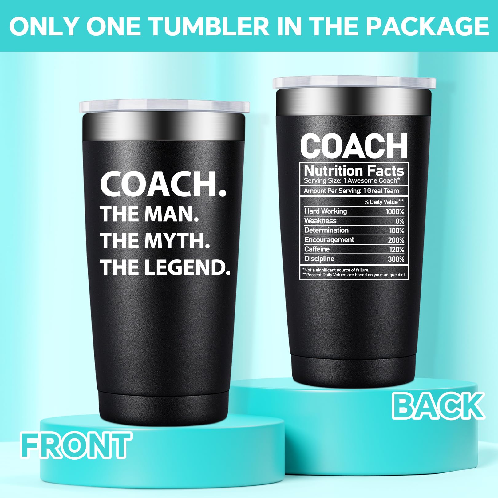 BIRGILT 20oz Insulated Tumbler - Personalized Coach Gift for Men - Baseball, Soccer, Basketball, Hockey, Football, Softball, Track & Gymnastics - Perfect for Practice, Games & Team Appreciation - BPA-Free Stainless Steel Cup with Lid & Straw