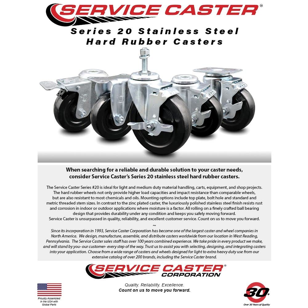 Heavy Duty 4-Pack Stainless Steel Swivel Casters with 5