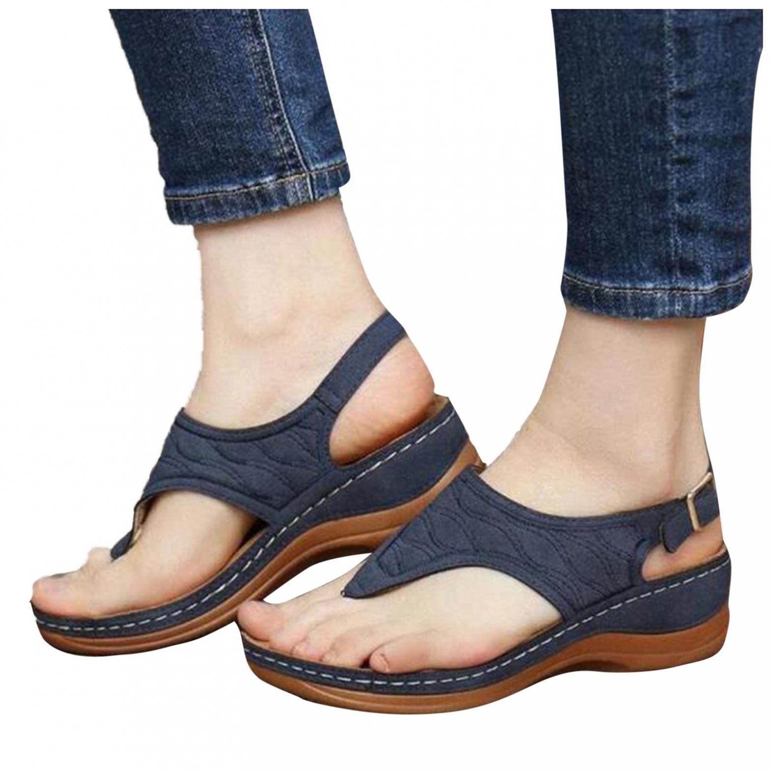 Women's AODONG Gladiator Sandals - T-Strap Flat Sandals for Casual Wear, Boho Style & Beach Outfits - Comfortable Summer Shoes for Walking, Travel & Outdoor Activities