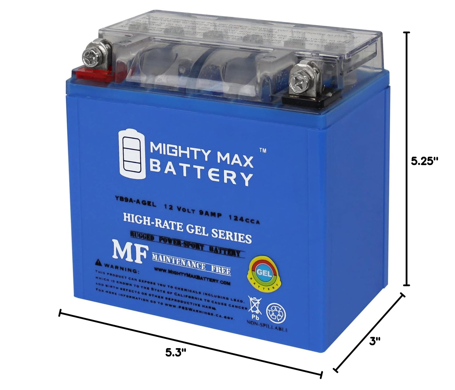 Mighty Max YB9A-A 12V 9AH GEL Replacement Battery - Compatible with Interstate YB9A-A - Perfect for Power Wheels, Mobility Scooters & Emergency Backup Power