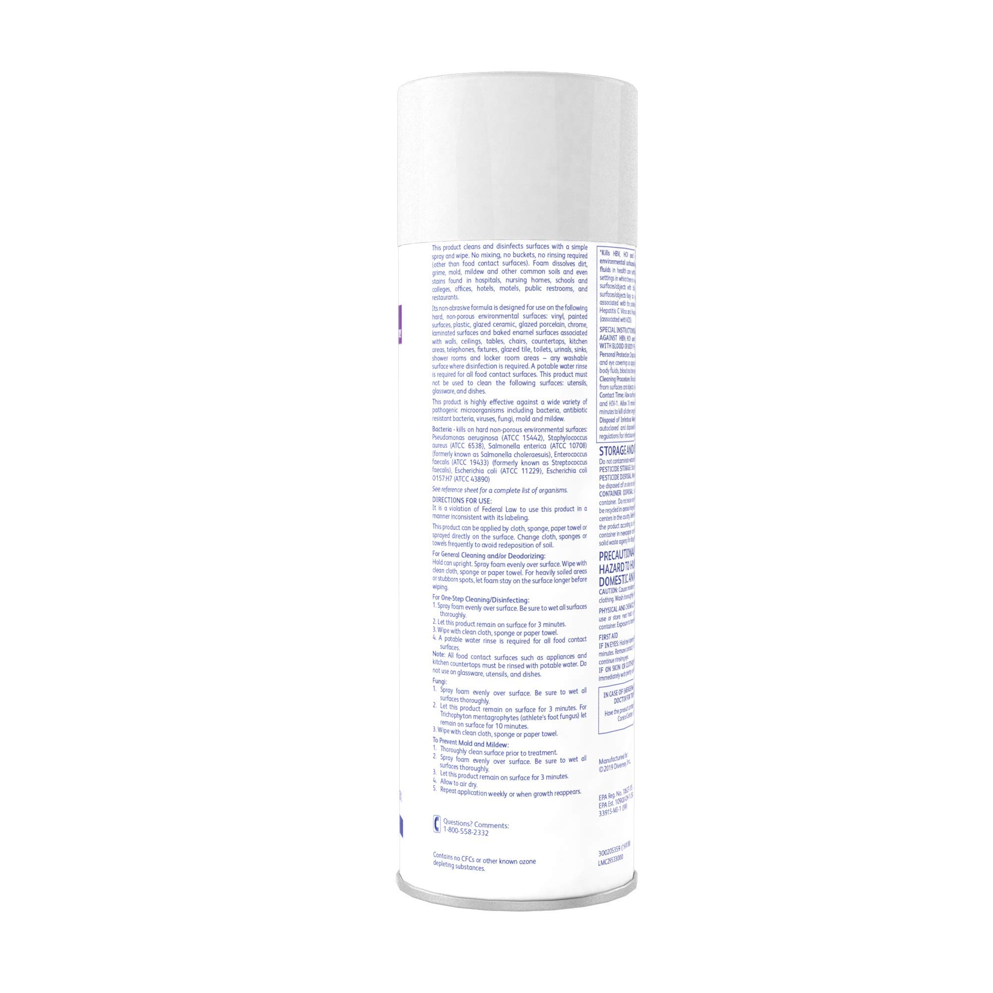 Diversey Envy 04531 Foaming Disinfectant Cleaner - 12 Pack (19 oz/539g Each) | Hospital-Grade Aerosol Sanitizer for Healthcare, Schools & Commercial Use