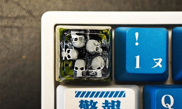 Custom Handmade Translucent Resin Keycaps for Mechanical Keyboards - Skull & Soul Design, Creative Drip Art - Perfect for Gaming, Typing & Custom Keyboard Builds