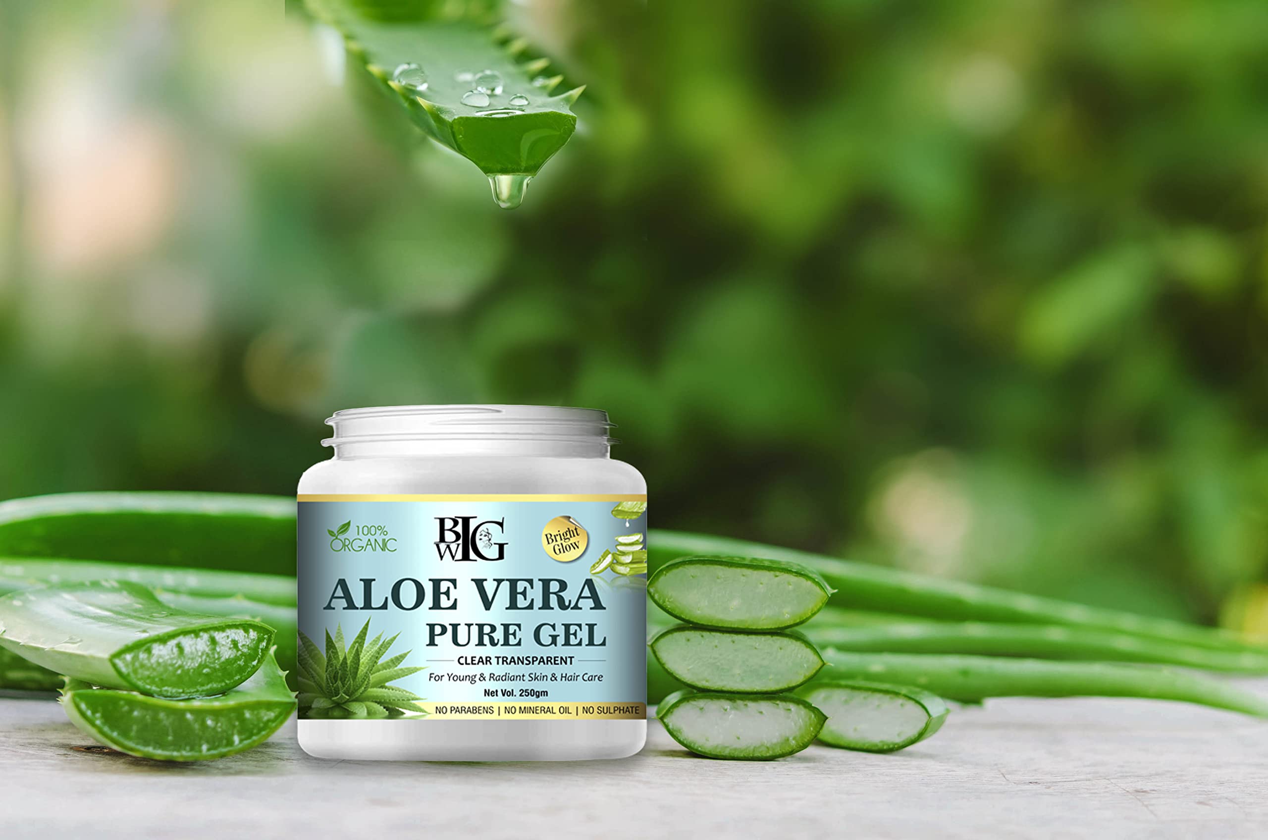 **BIGWIG 100% Organic Aloe Vera Face Gel for Bright Glow – Pure Natural Skin Care for Acne Scars, Moisturizing, Dark Circles & Hair – 250g | Perfect for Daily Hydration, Sunburn Relief & DIY Beauty Treatments**