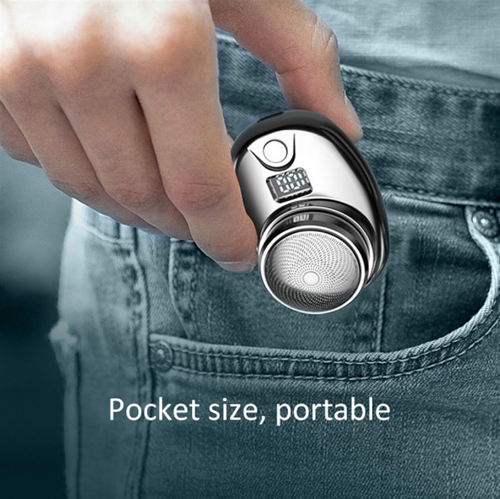 Mini Portable Electric Shaver for Men - USB Rechargeable Travel Shaver with Dual Blades - Silver | Perfect for Home, Office & Travel Grooming