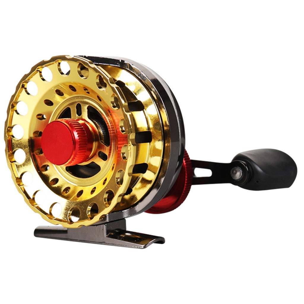 Premium All-Metal Ice Fishing Wheel Raft - Gold Right-Handed Slow Down Bridge Fishing Cutting Wheel with Front Valve Wheel | Durable Fishing Boat Accessory for Ice Angling & River Fishing Adventures
