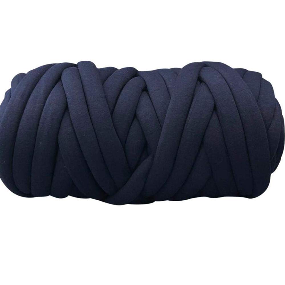 1.1 lbs Super Chunky Yarn - Jumbo Roving Cotton Yarn in Navy Blue | Machine Washable Tube Yarn for DIY Chunky Blankets, Braid Rugs & Cat Caves | Perfect for Knitting, Crocheting and Home Decor Projects
