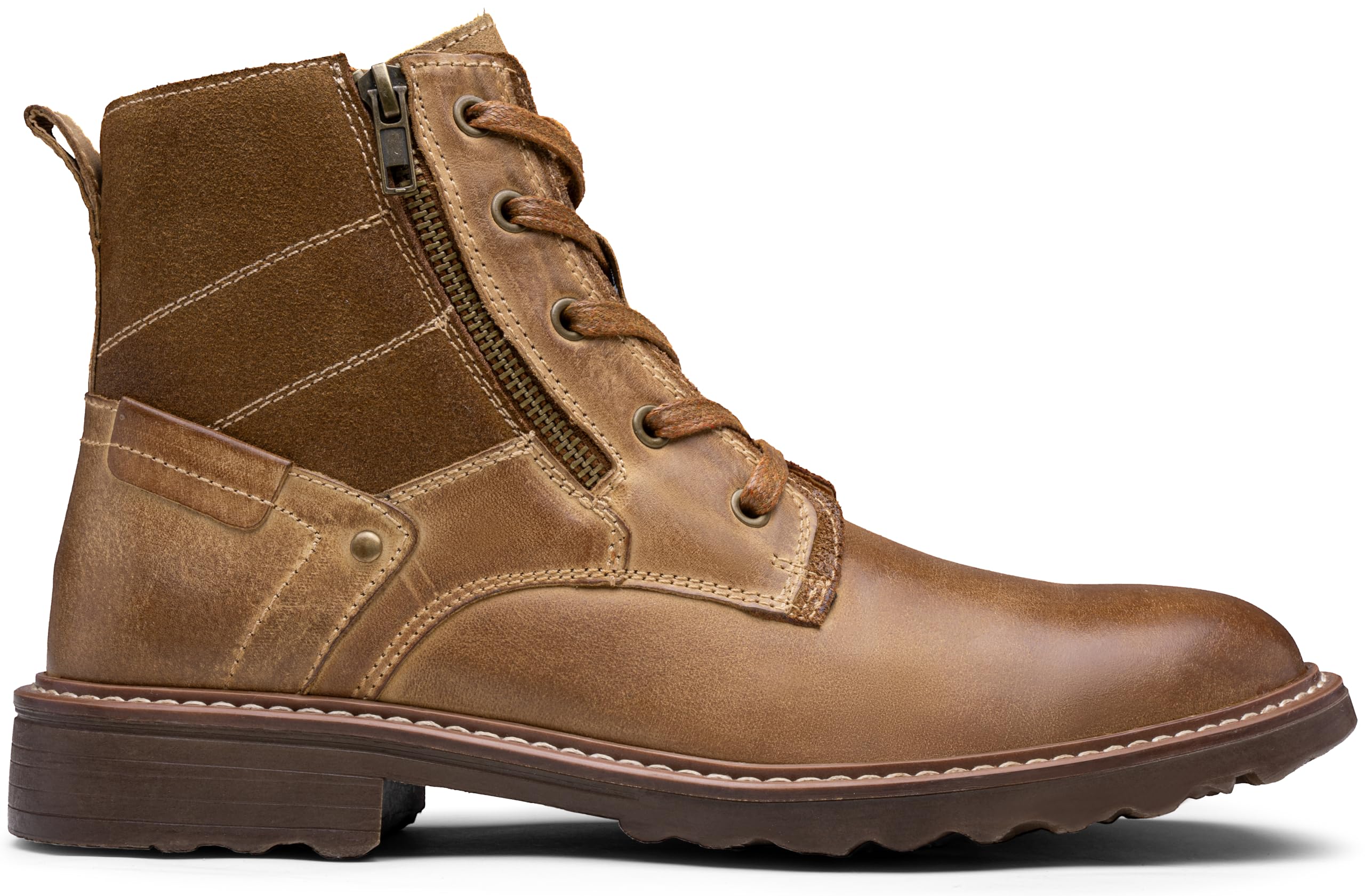 **Vostey Men's Waterproof Motorcycle Chukka Boots - Casual & Durable Leather Boots for Riding, Work & Outdoor Activities**