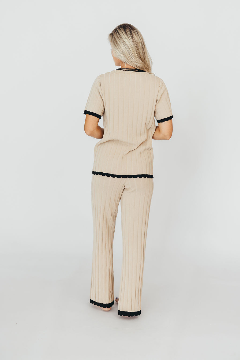 Adele Ribbed Knit Top and Pants Set - Light Taupe Women's Casual Outfit for Fall & Winter | Perfect for Work, Date Night & Weekend Wear