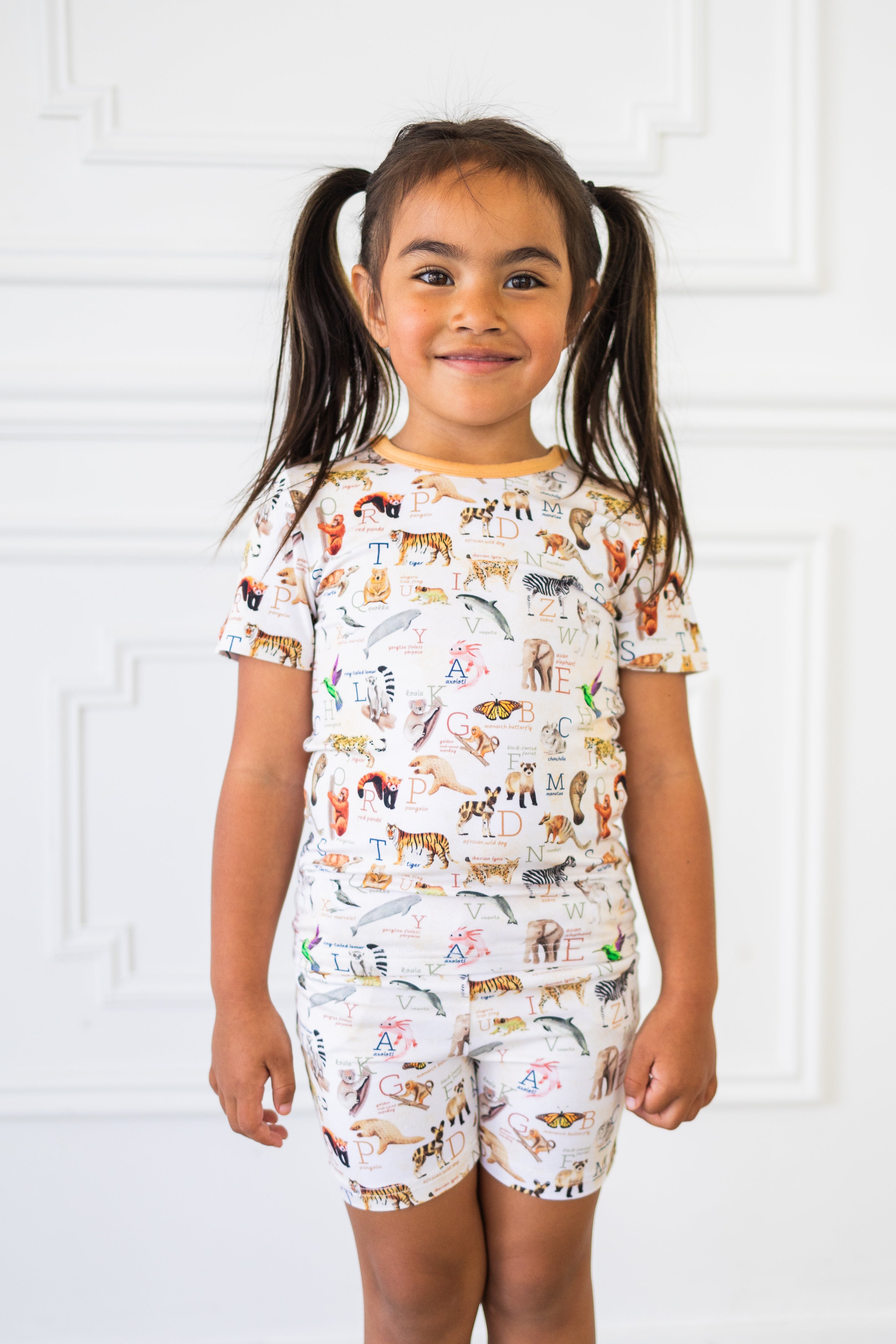 Endangered Animals Alphabet Short Set - Educational Kids' Clothing with A-Z Wildlife Designs - Perfect for School, Zoo Trips & Animal Conservation Awareness