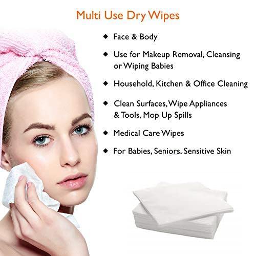 200Pcs Soft Disposable Face Towels - Hypoallergenic Dry & Wet Wipes for Sensitive Skin, 8x8 Inch Lint-Free Cotton Facial Tissues - Makeup Remover, Baby Care & Surface Cleaning - Perfect for Travel, Gym & Daily Skincare Routine