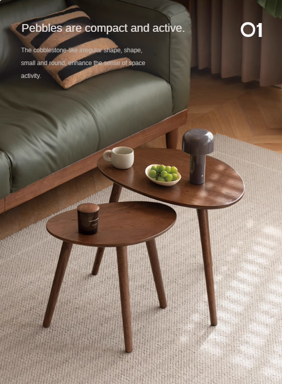 Solid Oak Wood Side Table in Walnut Finish - Perfect for Living Room, Bedroom, or Office Furniture