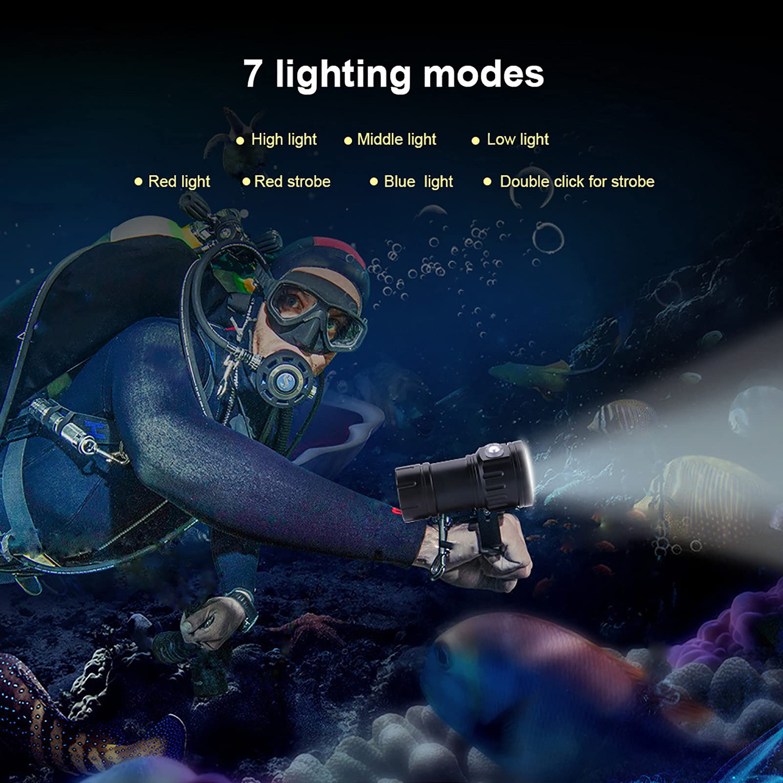 18000LM IPX8 Waterproof Underwater Diving Flashlight - 80m Deep Dive Torch for Scuba Diving, Snorkeling, Underwater Photography & Videography - Perfect for Night Diving, Cave Exploration and Marine Life Observation