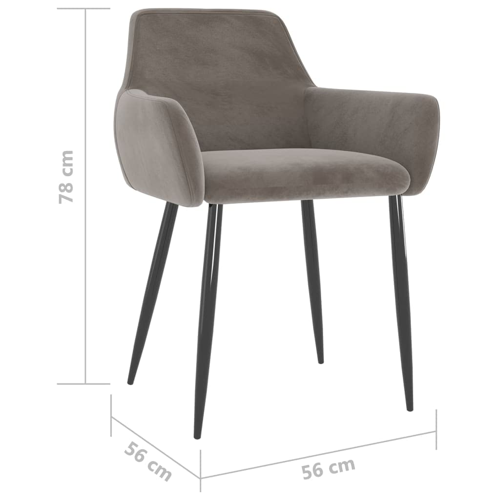 2 Pack Light Gray Velvet Dining Chairs - Soft Upholstered Kitchen Chairs with Sturdy Metal Legs for Dining Room, Breakfast Nook or Home Office