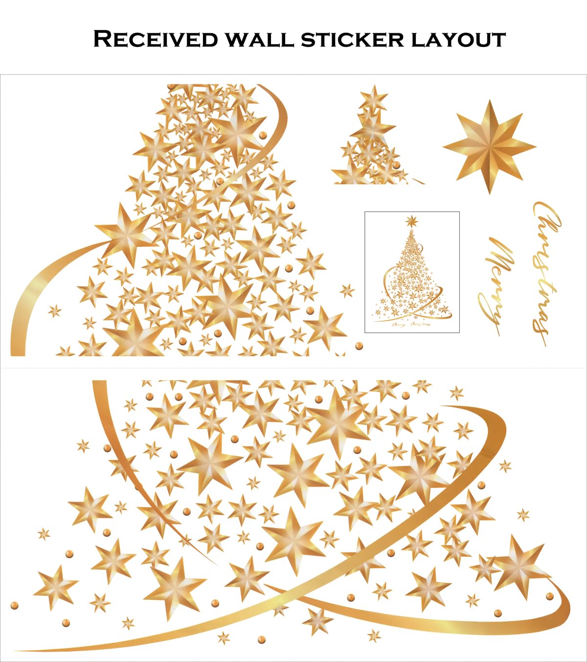 Golden Christmas Tree Window Clings Stickers - Large DIY Static Decals for Glass, Wall, Door & Showcase Decor (1 Pack) - Perfect for Holiday Home, Office & Retail Display Decorations
