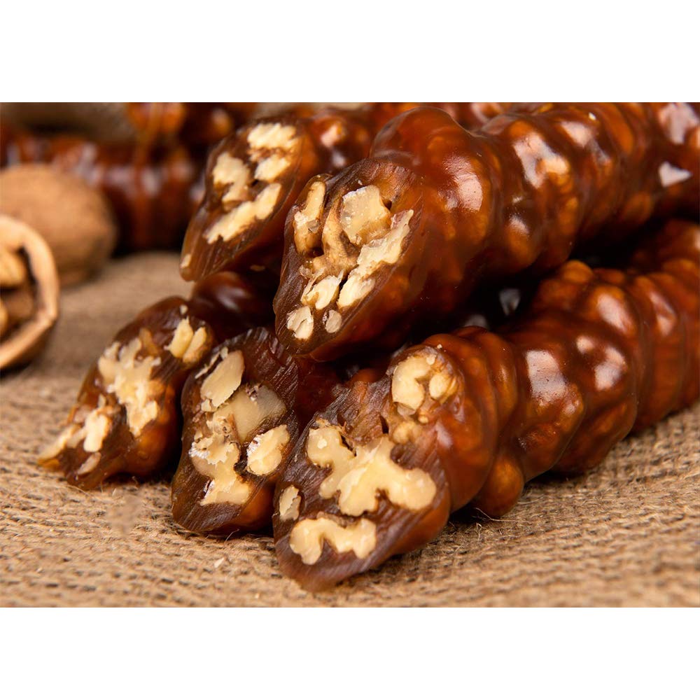Turkish Delight Candy - Premium Georgian Churchkhela with Walnuts (400g) | Fresh Vegan Gourmet Loqum | Assorted International Snacks & Caramel Gift Box | Perfect for Holiday Gifts, Party Favors & Dessert Platters