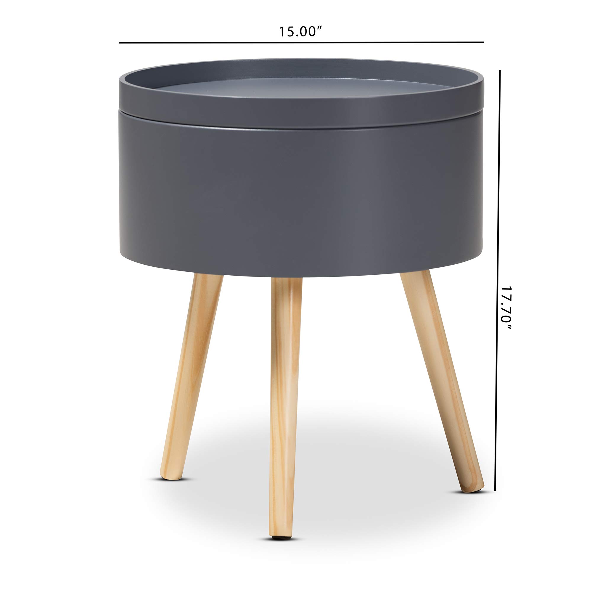Baxton Studio Modern Nightstand with Drawer - Gray Bedside Table for Bedroom Furniture - Perfect for Small Spaces & Apartment Living