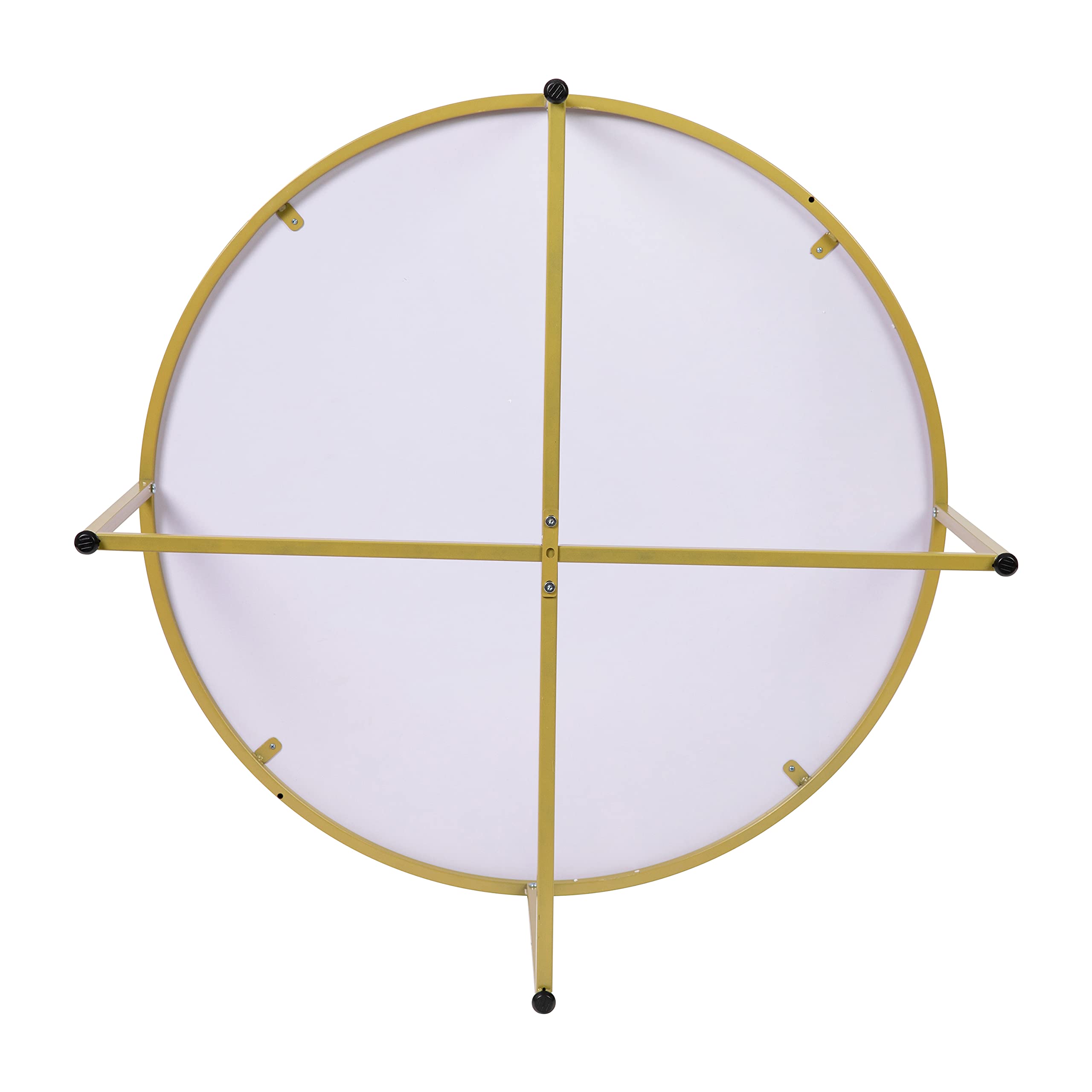 Merrick Lane Fairdale Round 3-Piece Coffee Table Set - White Marble Top with Brushed Gold Crisscross Frame - Coffee Table & 2 Side Tables - Perfect for Living Room, Lounge & Home Decor
