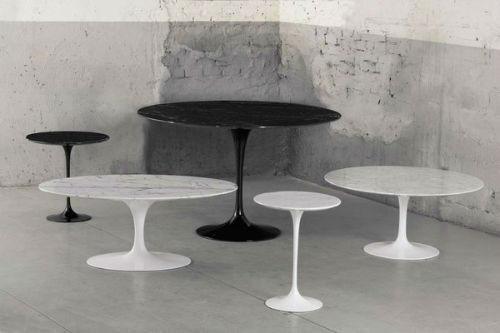 Eero Saarinen Tulip Table - 32 x 55 Inch Oval Dining Table for Modern Home, Kitchen & Restaurant | Mid-Century Modern Design, White Marble Top, Sturdy Aluminum Base