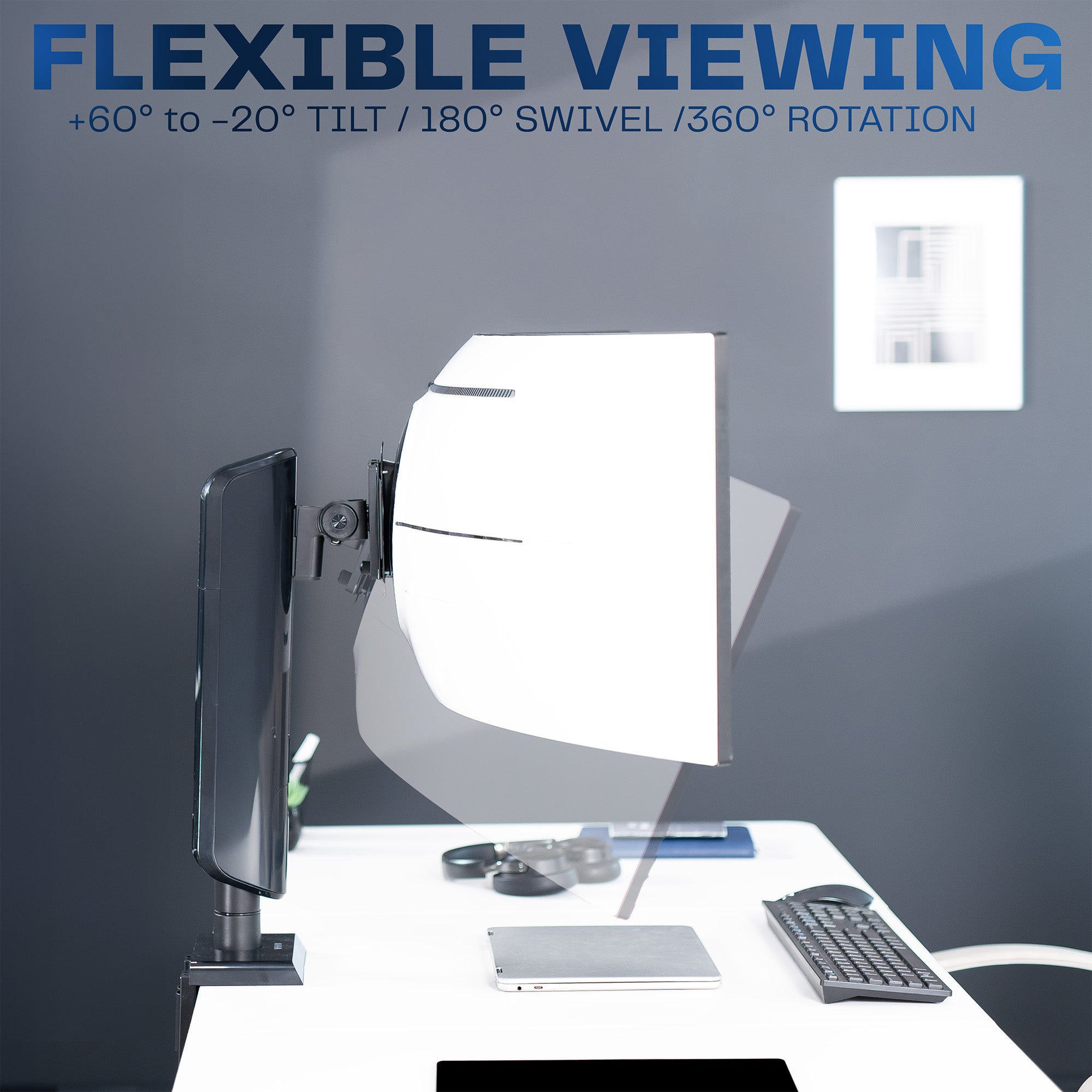 Ultrawide Monitor Desk Mount - Vertical Lift Single Arm Stand for 34-49 Inch Screens - Ergonomic Adjustable VESA Mount for Home Office & Gaming Setup