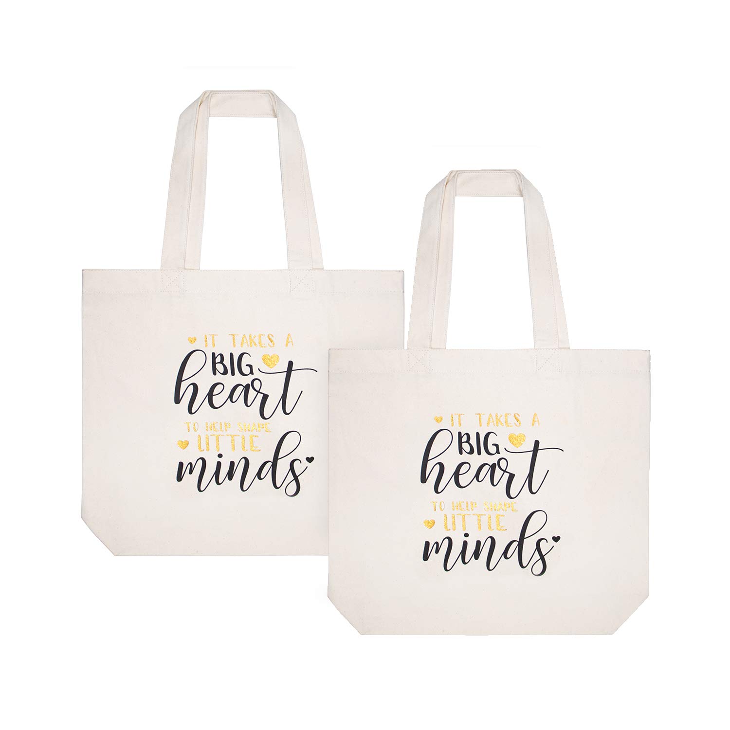 ELEGANTPARK Teacher Tote Bag with Pocket - Ivory 2 Pcs for Work, School & Gifts