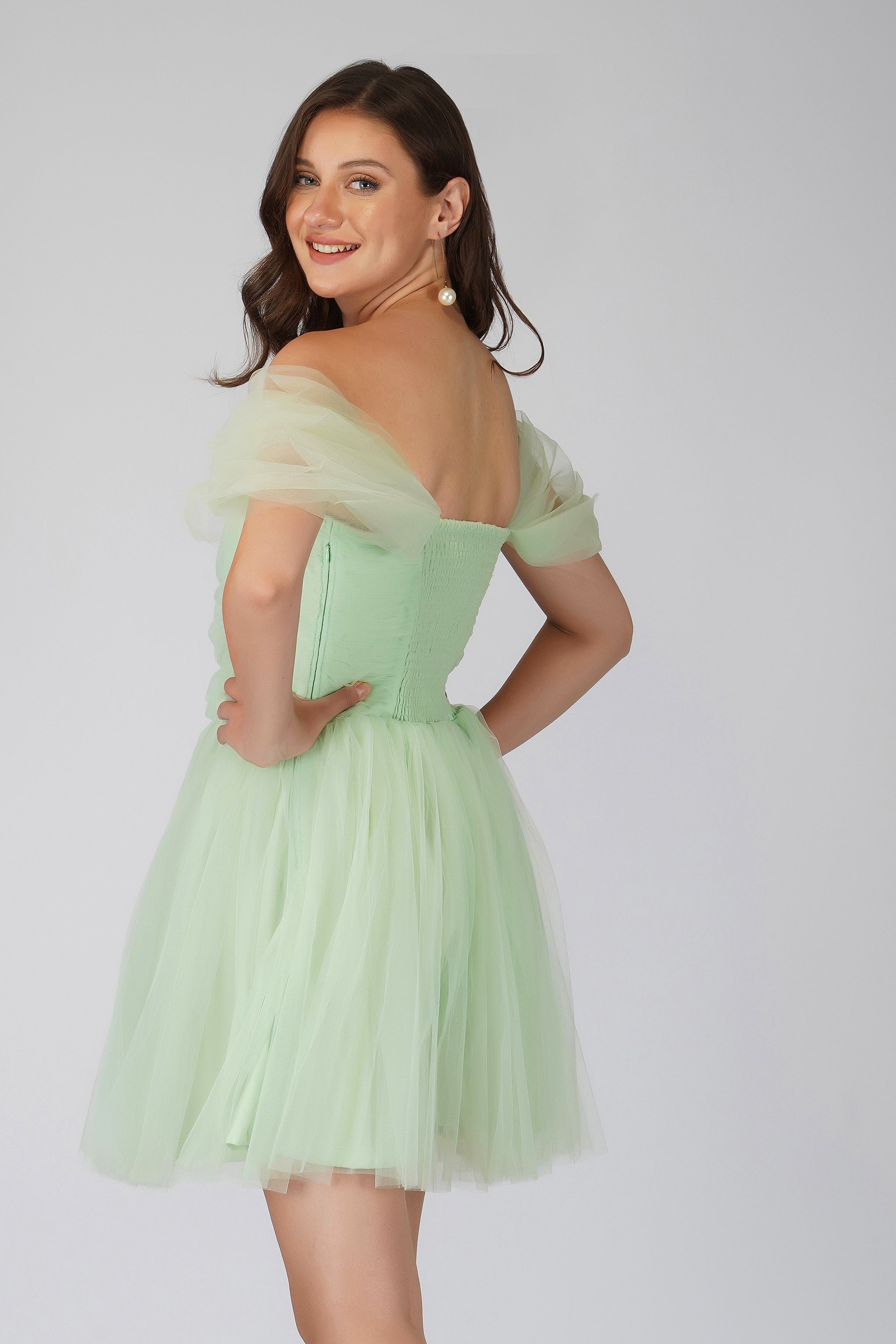 Sydney Sage Green Tulle Mini Dress for Women - Elegant Party Cocktail Dress for Weddings, Prom, Evening Events & Special Occasions